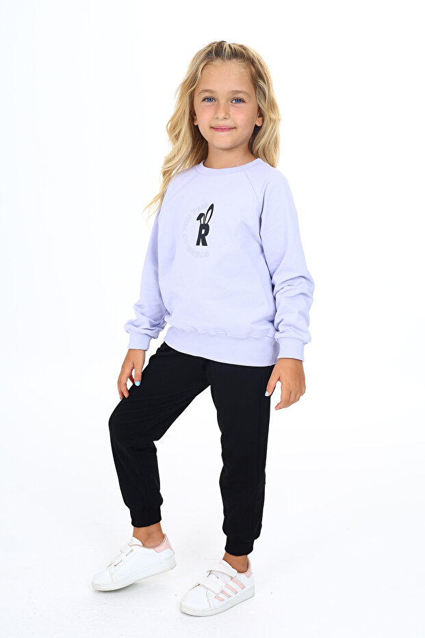 Girl's Eared R Printed Tracksuit