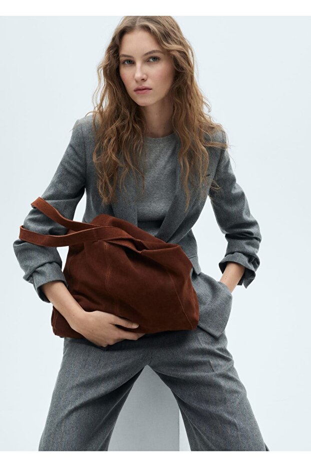 Süet Shopper Çanta - 6