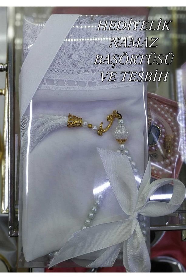 HEDİYELİK HAZIR GÜPÜRLÜ NAMAZ BAŞÖRTÜSÜ VE TESBİH. NAMAZ BAŞÖRTÜSÜ VE TEBİH GÜPÜRLÜ - 1