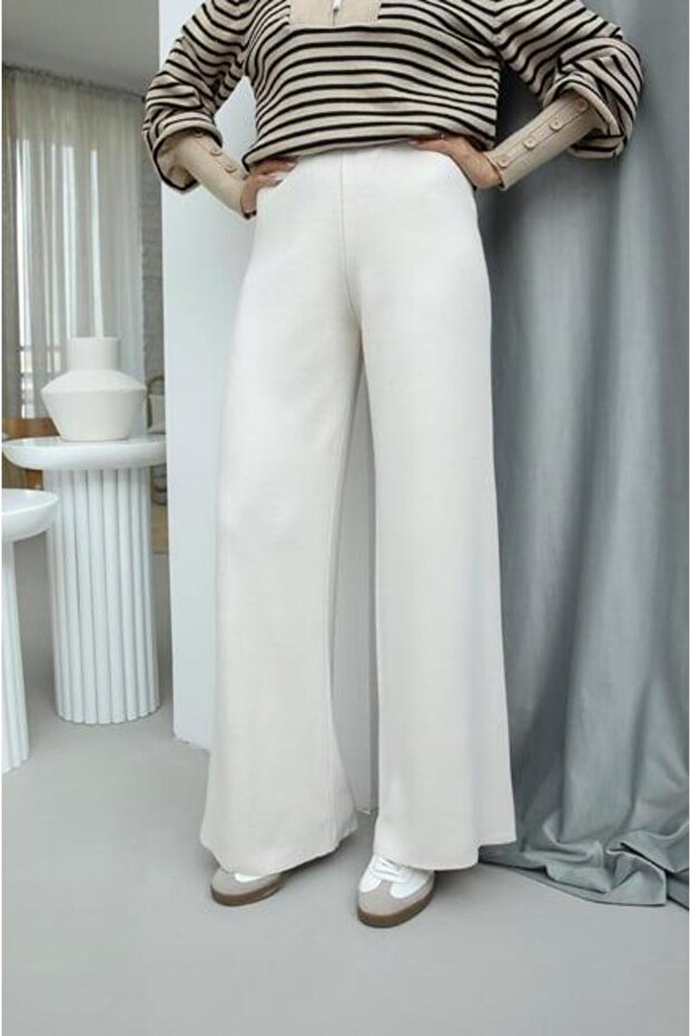 KNITWEAR TROUSERS STEEL KNITTED ECRU