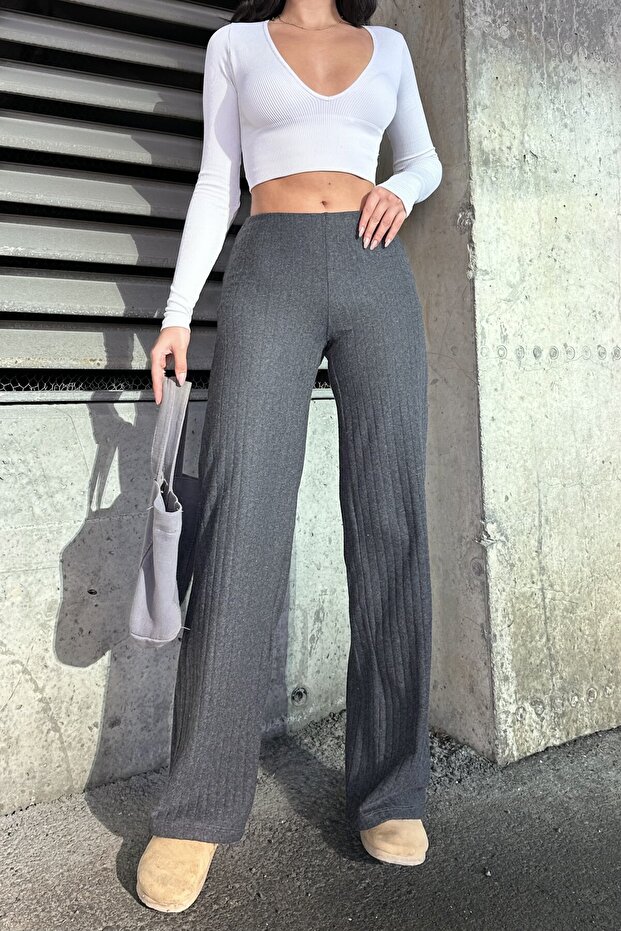 Palazzo Pants with High Waist, Elastic Waist Strap