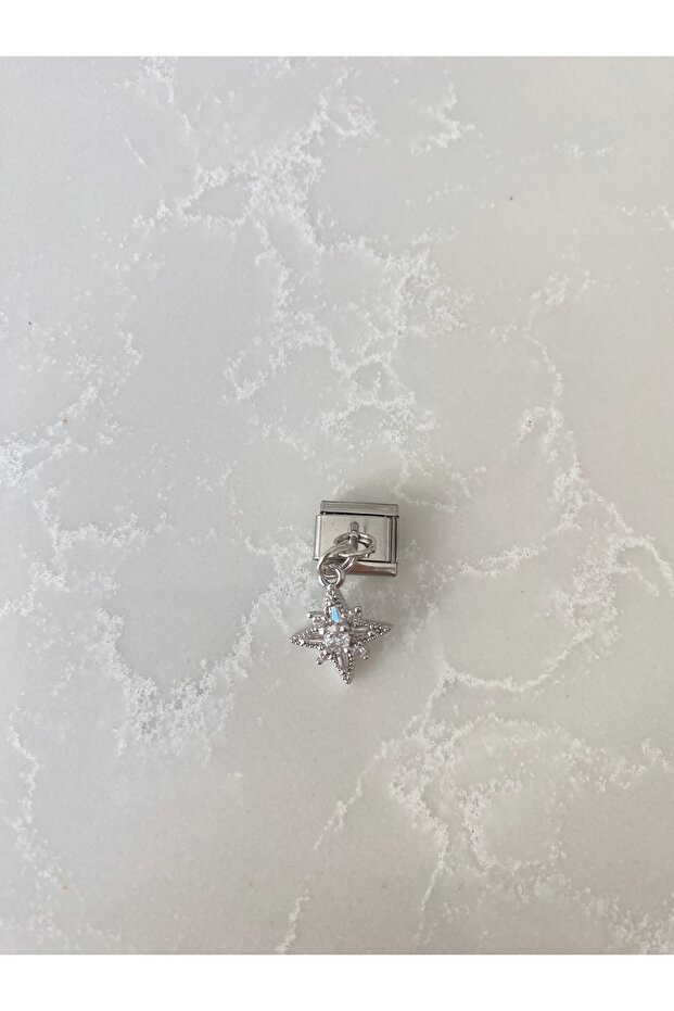 Stainless Steel Star Stone Italian Bracelet Silver Charm