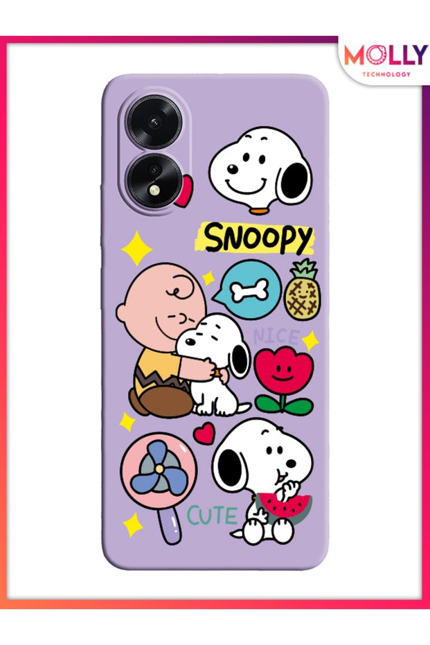 Lilac Snoopy Patterned Silicone Case for Oppo A38
