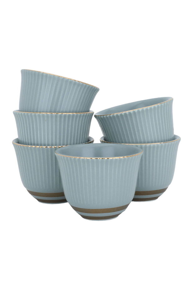 Light gray and gold porcelain coffee cup set, 12 pieces