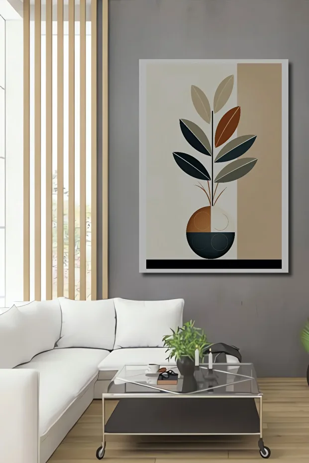 Minimalist Bitki Sanatı Ahşap MDF Dikdörtgen Dekoratif Ev,İş Yeri Duvar Tablo - 1