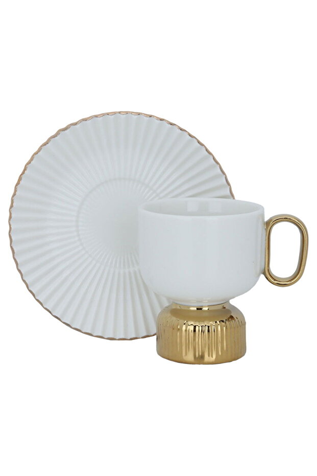 Al Saif Gallery porcelain coffee cup set, 12 pieces, gold-white base