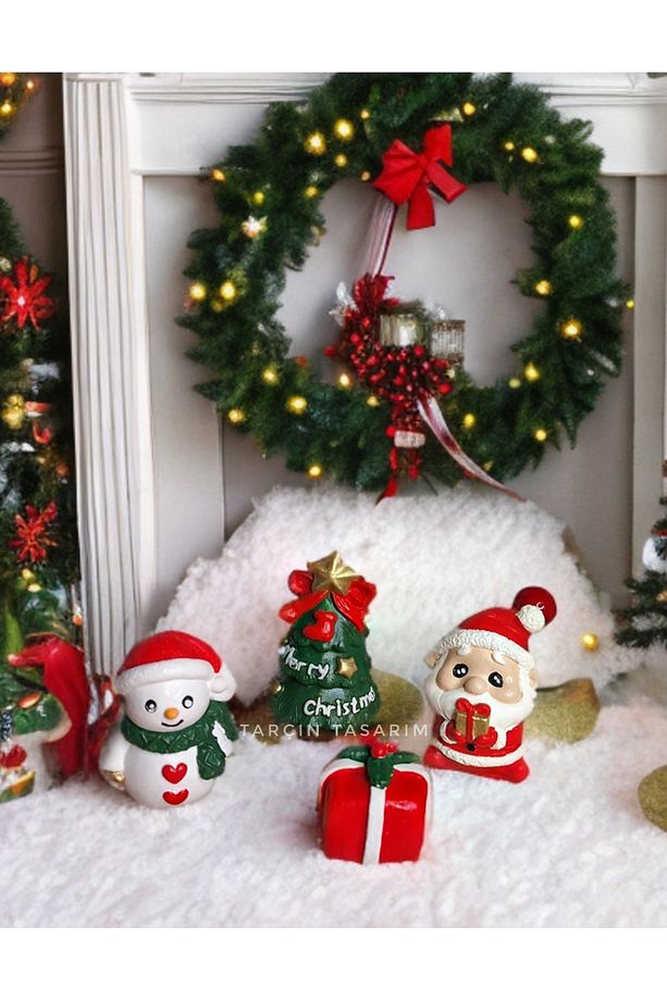 4'lü Mini Yılbaşı Seti,yılbaşı Hediyesi,(5*5 CM)(YILBAŞI AĞACI,NOEL BABA,HEDİYE PAKETİ,KARDAN ADAM) - 5