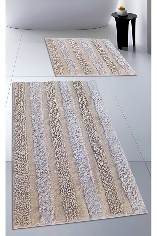 100% Cotton Woven & Tufting Bath Mat Set, Bathroom Rug Harmoni Set of 2 60X100 - 60X50