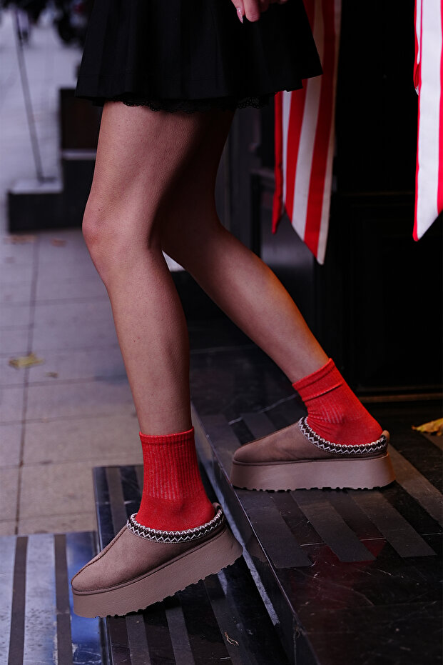 Női szőrös vastag talp zárt elülső napi téli papucs Furenta Mink Suede - 6