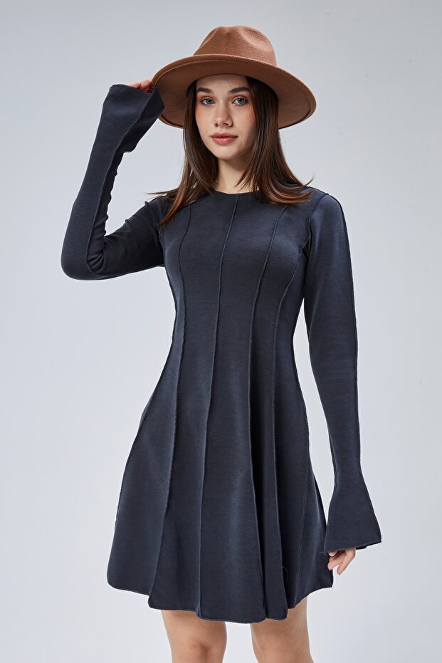 SİYAH KISA ÖRME ELBİSE - 1