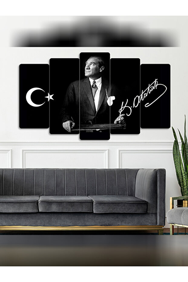 Mustafa Kemal Atatürk 5 Parçalı Tablo - 3