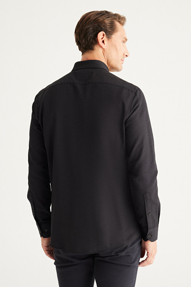 Erkek Siyah 2'li Pamuklu Oxford Kolay Ütülenebilir Slim Fit Dar Kesim Gömlek Paketi - 8