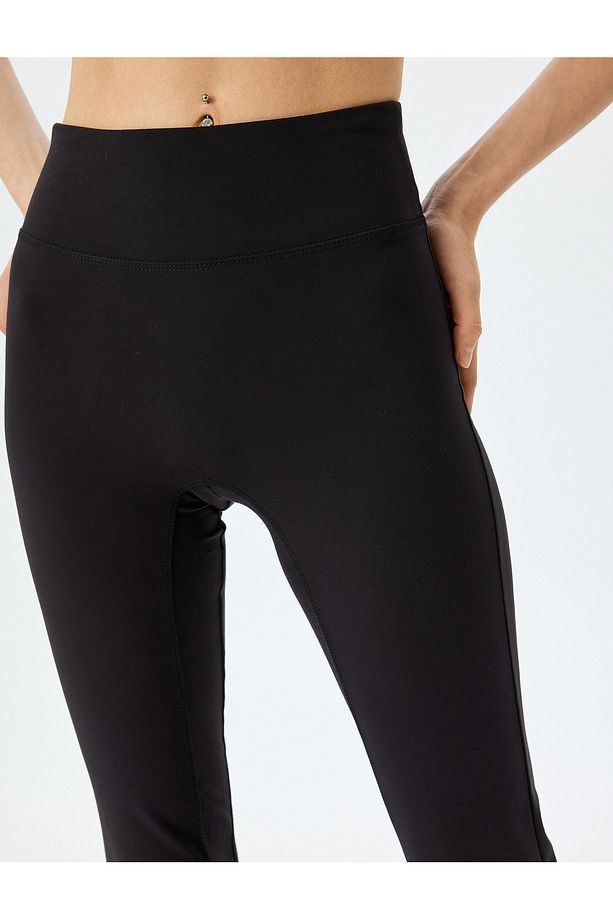 Yüksek Bel İspanyol Paça Slim Fit Tayt - 5