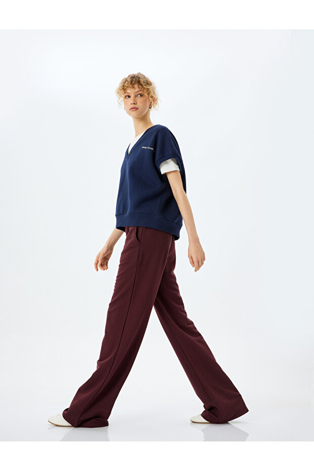 Raster Waist Lace up High Waist Pocket Sweatpants