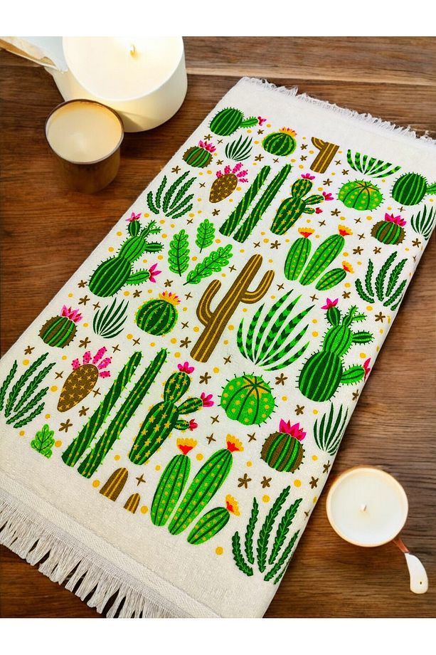 2'li Mutfak Havlusu Cactus El Yüz Havlu Seti Kurulama Bezi Su Emici Set 40x60 ve 30x50 - 4