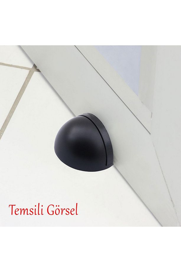Silikonlu Metal Vidalı Yarımay Kapı Stoperi Tamponu Mat Siyah Stopu Durdurucu Tutucu Tutacağı - 3