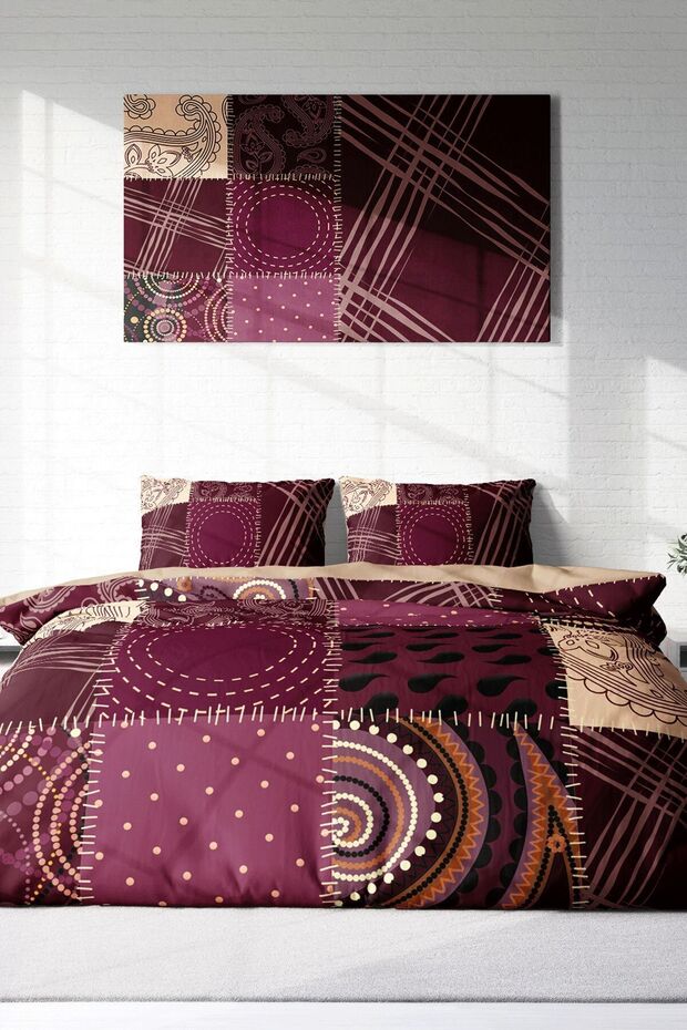 Bedding Set Cotton Satin Double Size 3D Digital Patchwork - 3