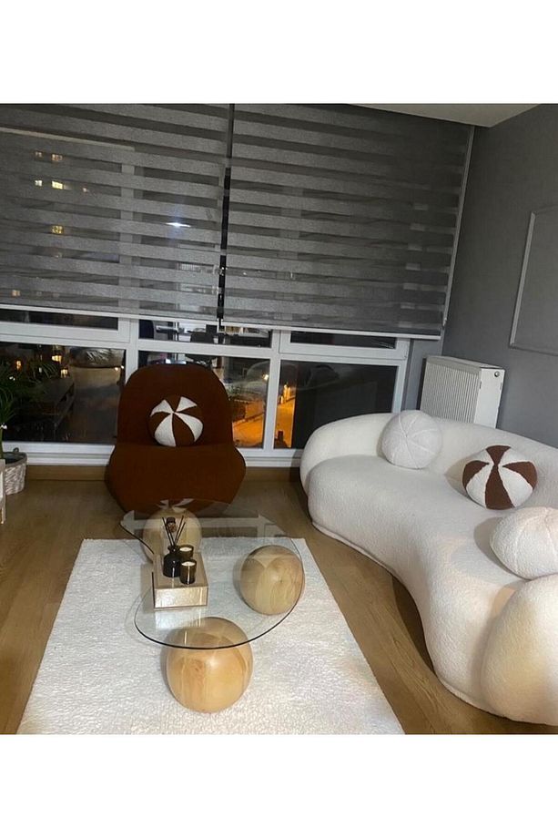 Sunny Koltuk 3+1 Tedy kumaş ekru  kanepe ve tarçın berjer - 1