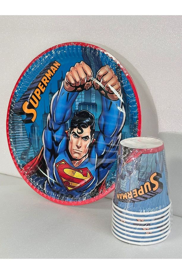 Superman 8'li Kağıt Tabak Bardak Seti - 1