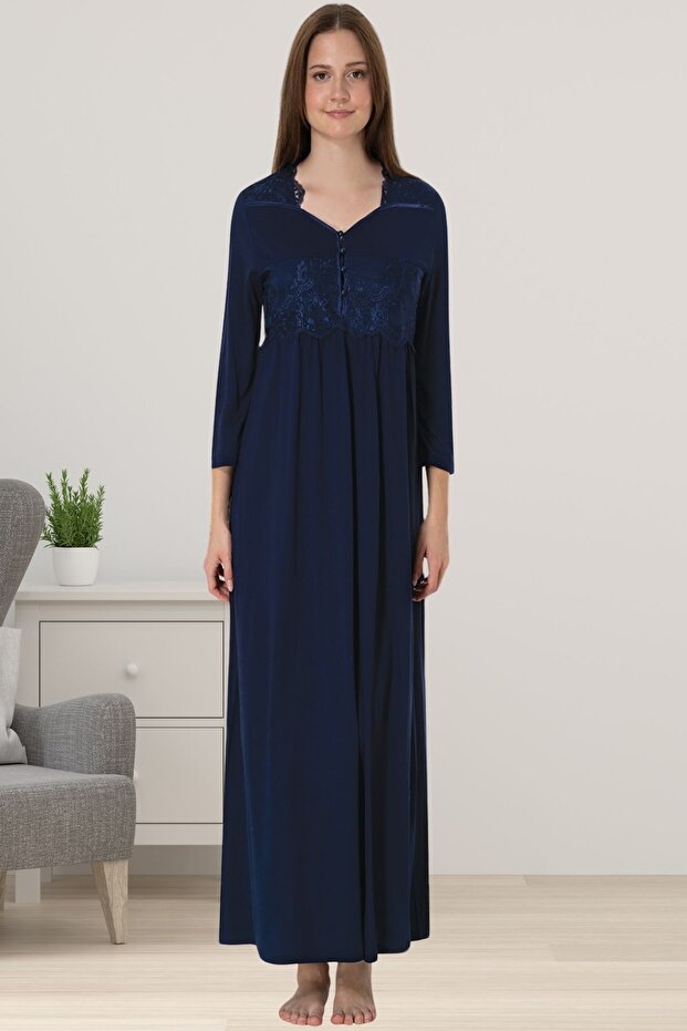 Effortt Navy Blue Maternity Nightgown