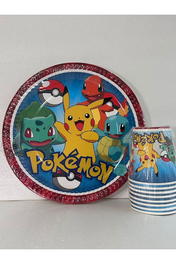 Pokemon 8'li Kağıt Tabak Bardak Seti - 1
