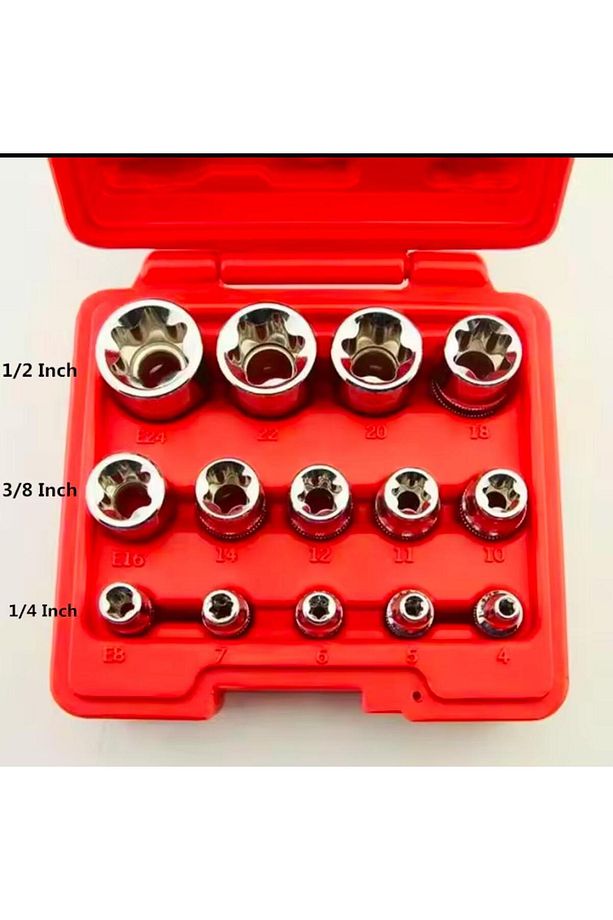 1/2''- 3/8''-1/4'' Torx Lokma Anahtar Seti 14 Parça - 1