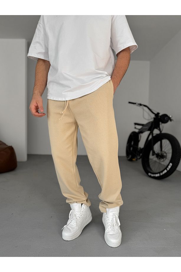 Bej Waffle Kumaş Baggy Pantolon KE-5080 - 2