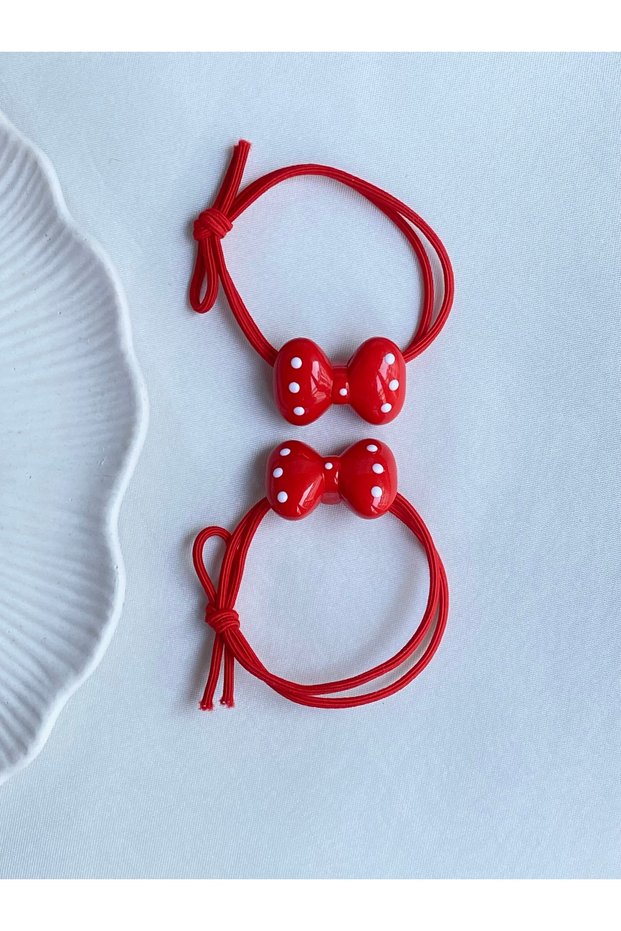 Set of 2 Mini Size Polka Dot Bow Rubber