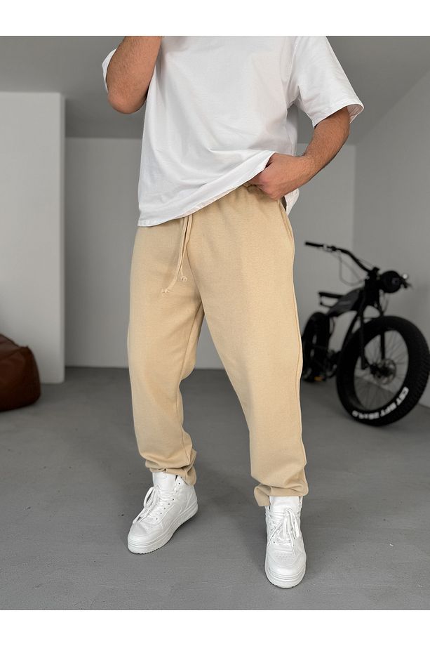 Bej Waffle Kumaş Baggy Pantolon KE-5080 - 1