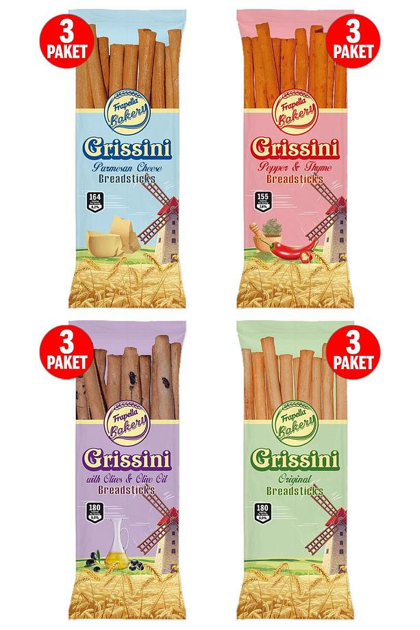 Grissini Atıştırmalık Deneme Paketi Dört Çeşit & Galeta 70 Gr. X 12 Adet - 1