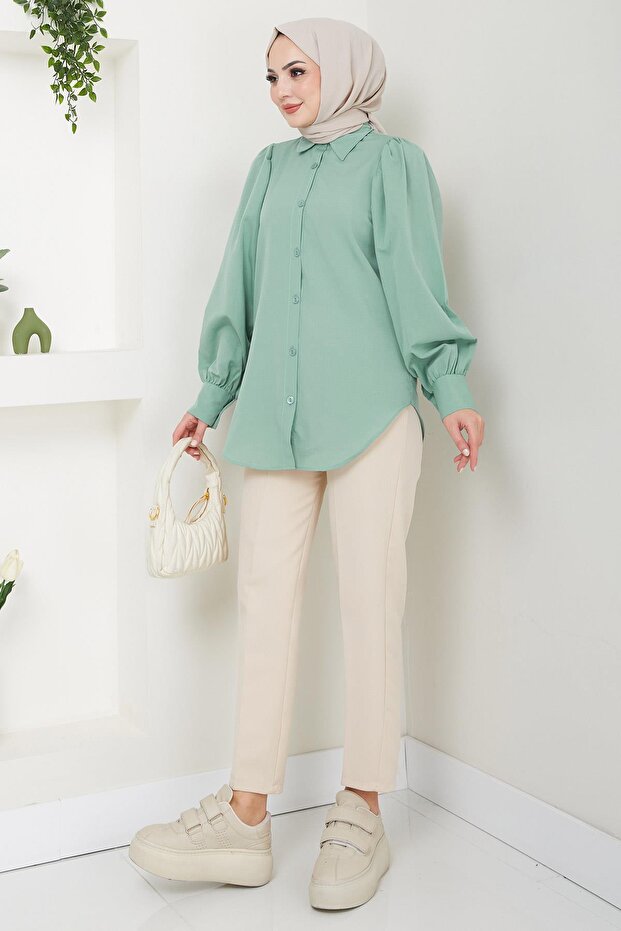 Balon Kol Gömlek Mint HM2639 - 6