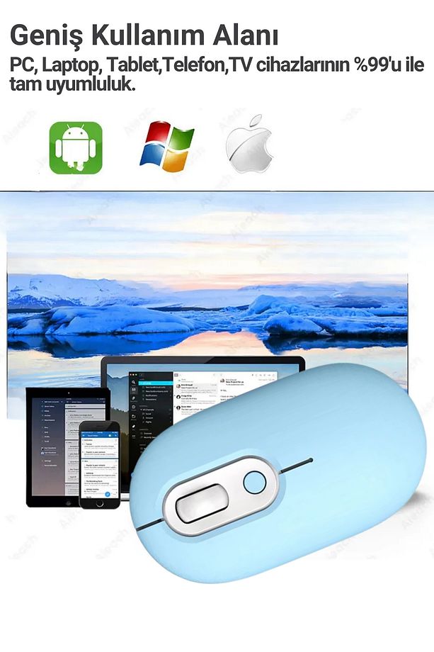 Kablosuz Mouse Bluetooth Wireless  Çift Mod'lu USB 2.4g Şarj Edilebilir 800/1200/1600dpi Rgb Fare - 6