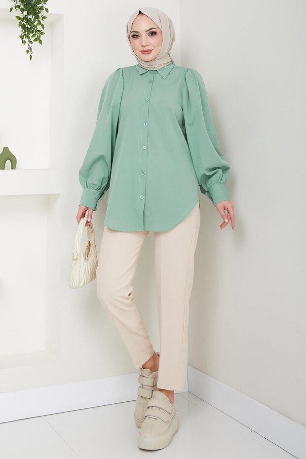 Balon Kol Gömlek Mint HM2639 - 2