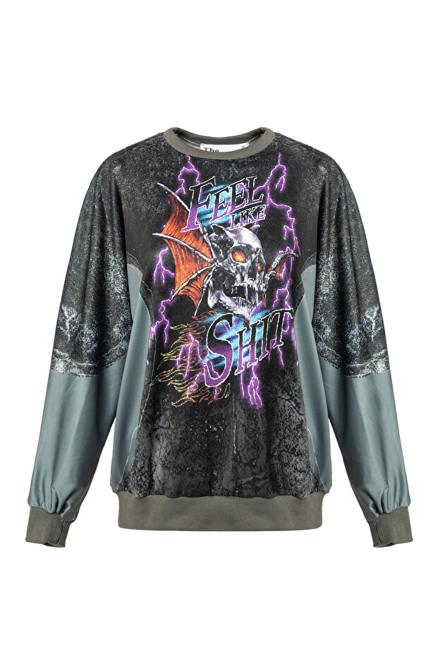 Oversize Feel Life Shit Sweatshirt - 1