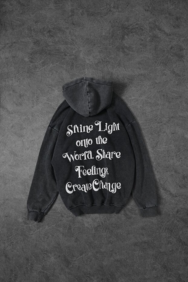 Men's Anthracite Create Change Washed Hooded Oversize Sweatshirt