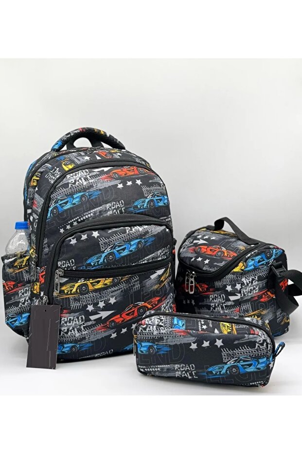 School Bag Men's School Bag 3-Piece School Bag Luxury School Bag Bag+Lunch+Pencil Holder Set
