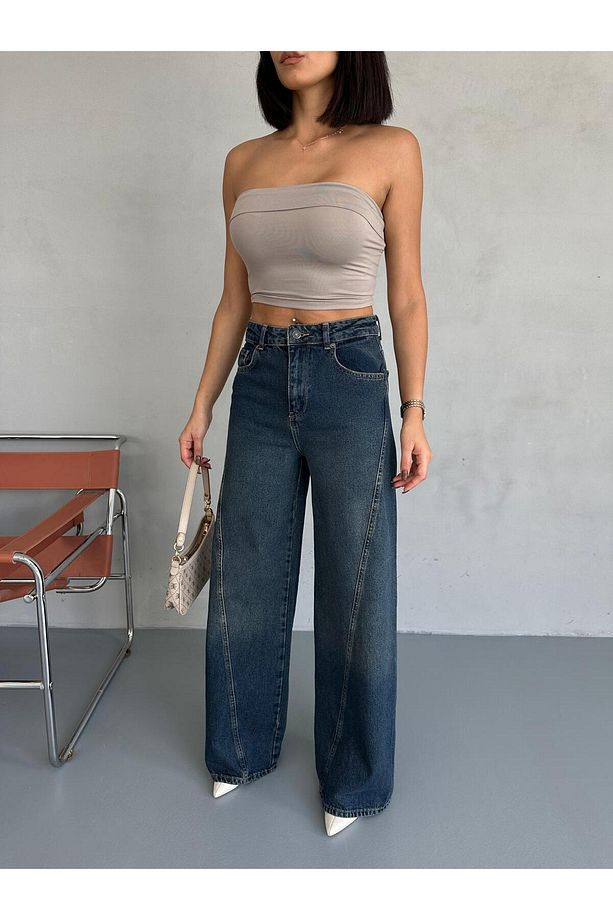 PALAZZO YANDAN DİKİŞLİ TİNT JEANS - 7