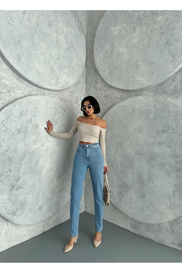 Ice Blue ZEO Basic Lycra Mom Jeans - 2