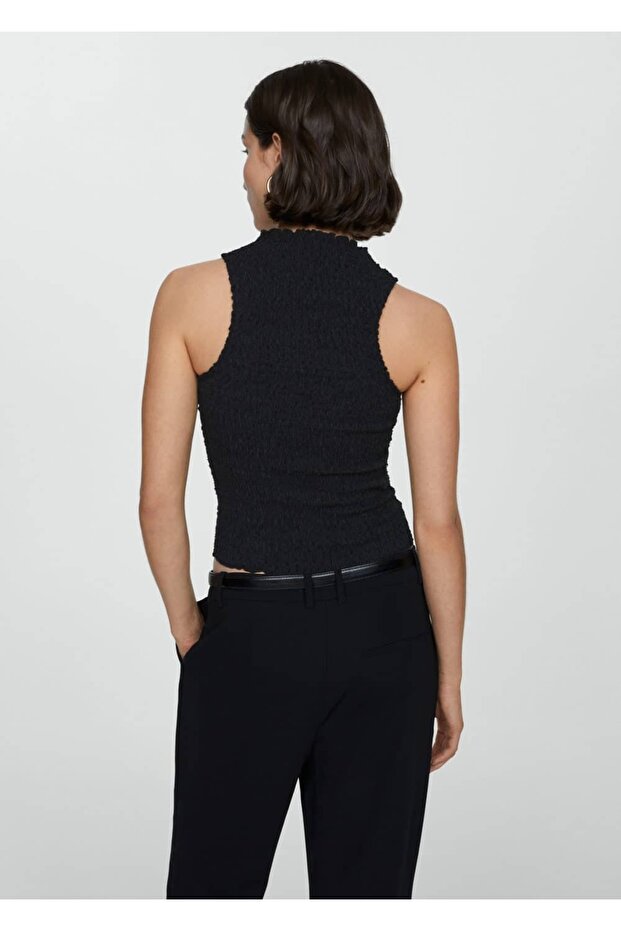 Geraffte, strukturierte Bluse - 4