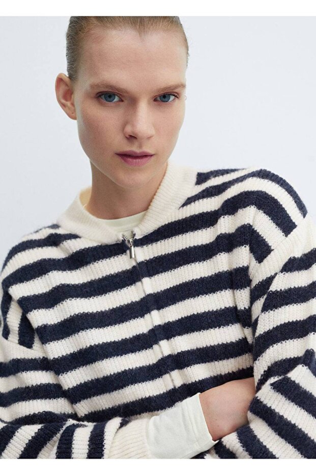 Fermuarlı triko hırka - 5