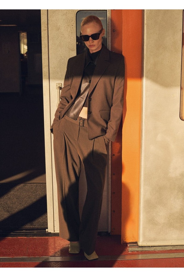 Kemerli kumaş pantolon - 6