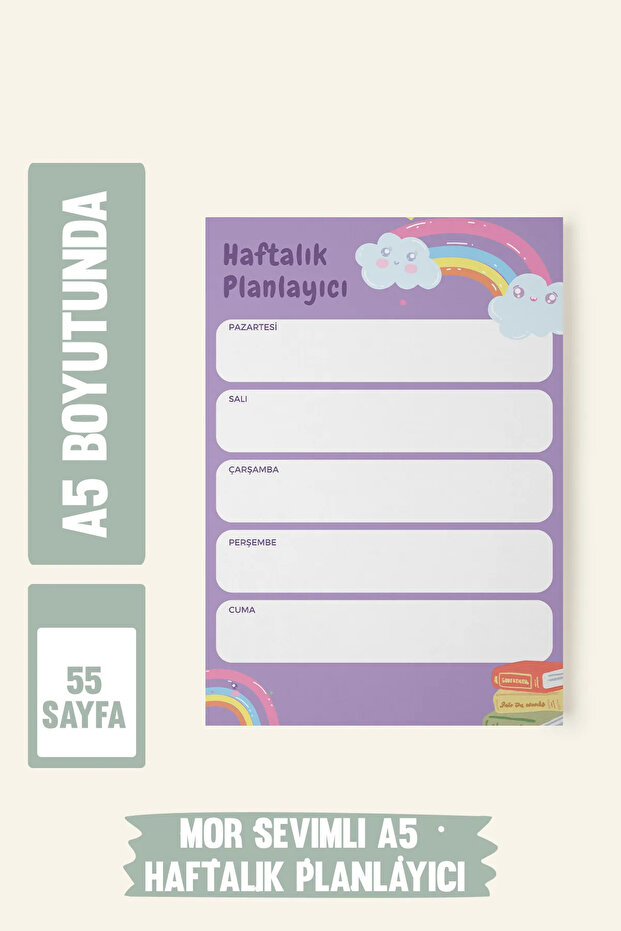 مخطط أسبوعي، 50 ورقة، مقاس A5، مخطط أسبوعي أزرق - 1