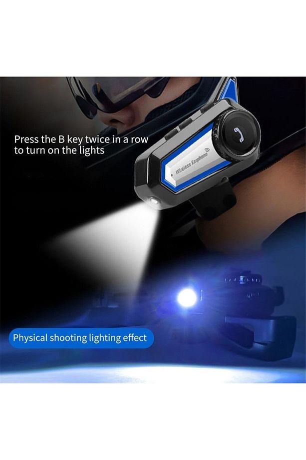 İntercom Su Geçirmez Fenerli Bluetooth Motorsiklet Kulaklığı İnterkom Kask Kulaklık - 7