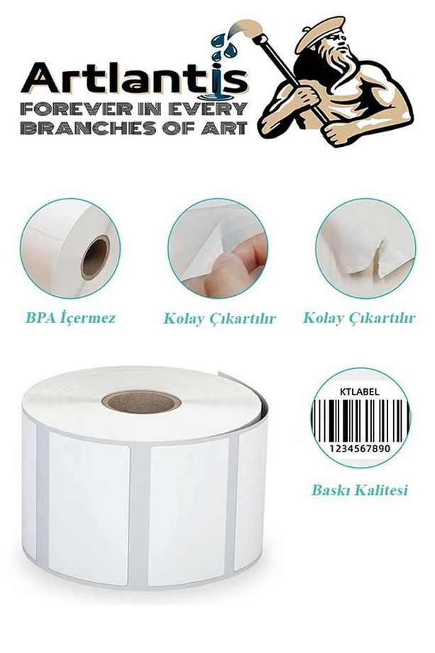 30x60 mm Barkod Etiketi Yapışkanlı 1 Adet Rulo Etiket Termal Barkot Terazi Etiketi 1000 li Barkod Ya - 4