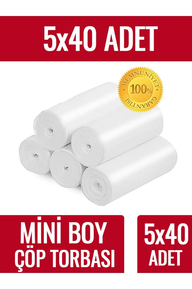 Çöp Torbası Mini Boy Küçük 40'lı 5 Rulo 40x50 Çöp Poşeti - 1