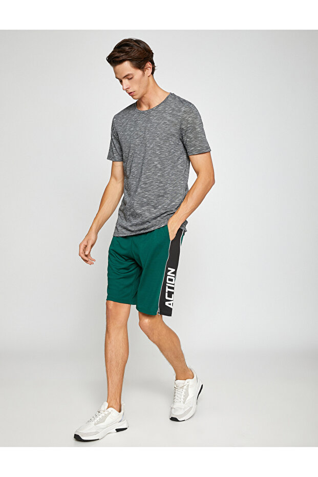 Basic Kırçıllı Tişört Bisiklet Yaka Slim Fit - 1