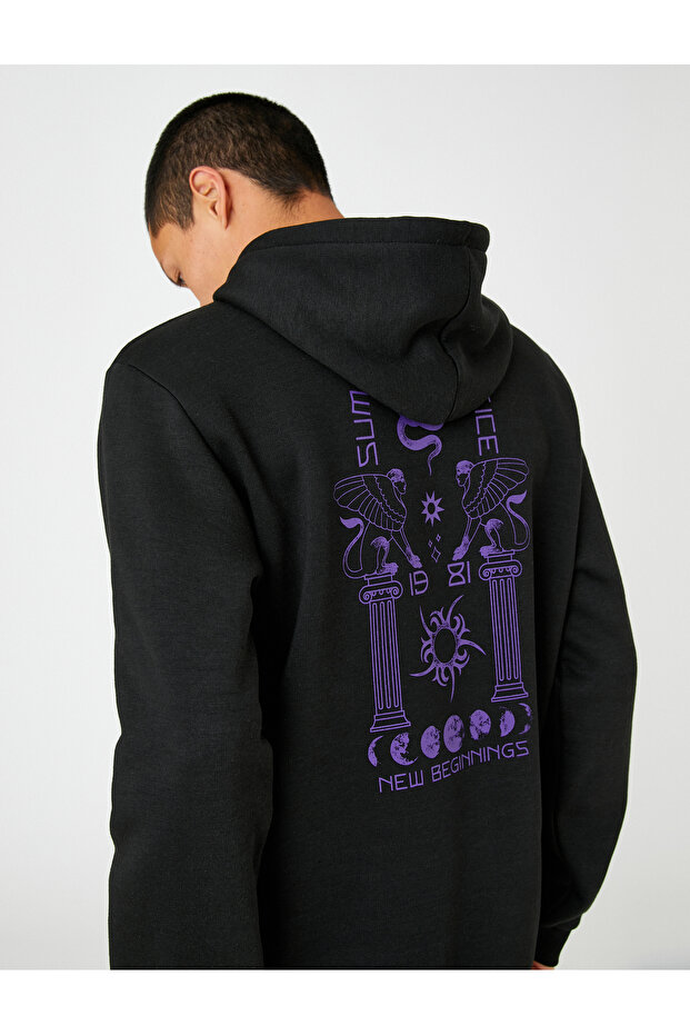 Basic Hooded Sweatshirt Far East Printed Long Sleeve