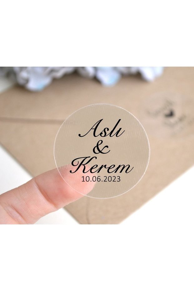 Round Transparent Name Sticker 5 X 5cm 35Pcs Henna Promise Engagement Wedding Wedding Label Adhesive Sticker