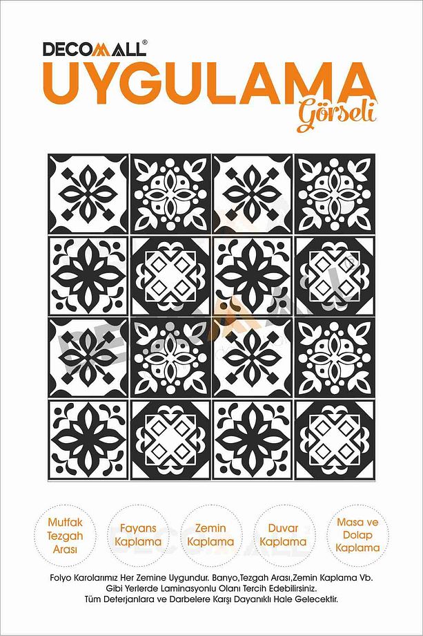 CodeK-8 Kendinden Yapışkanlı FOLYO KARO Suya Dayanıklı Mutfak Banyo Zemin Kaplama 30x30 Cm(4 ADET) - 3