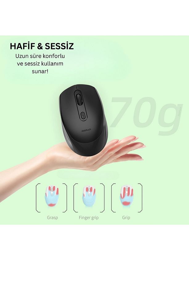 Kablosuz Mouse Bluetooth Wireless Çift Mod'lu USB 2.4g Şarj Edilebilir 800/1200/1600dpi Işıklı Fare - 4
